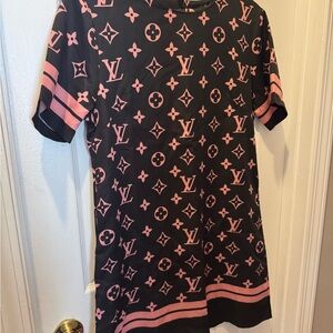 Louis Vuitton Black and Pink Monogram Dress